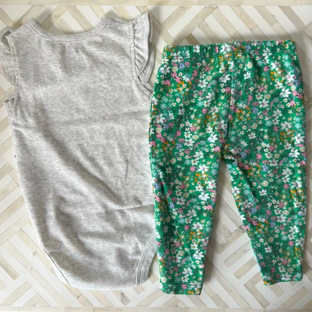 CARTERS Ruffle Bodysuits & Floral Leggings Bundle, 12mo